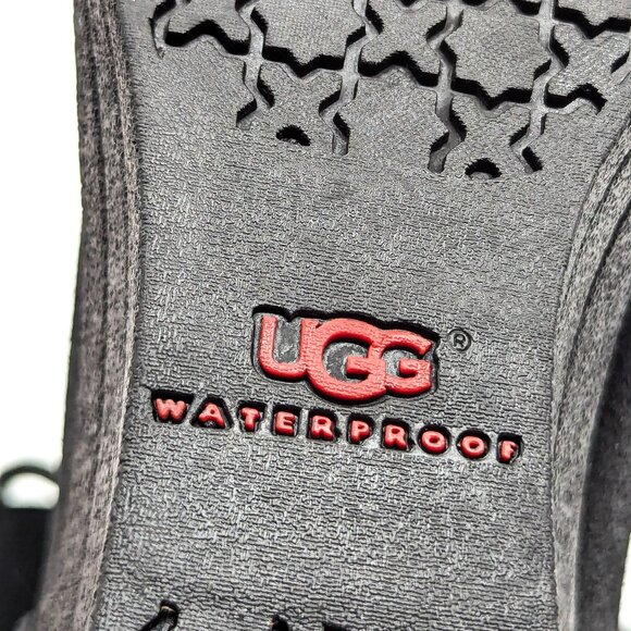 UGG Women Zea Ash Black Distress Leather Waterproof Wedge Boots size 10 - Picture 6 of 11